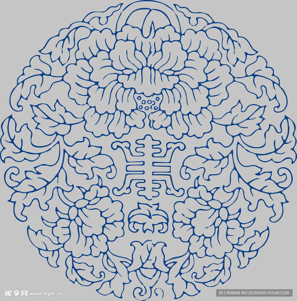 中式传统圆形花纹图案