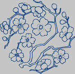 蓝色手绘梅花枝图案