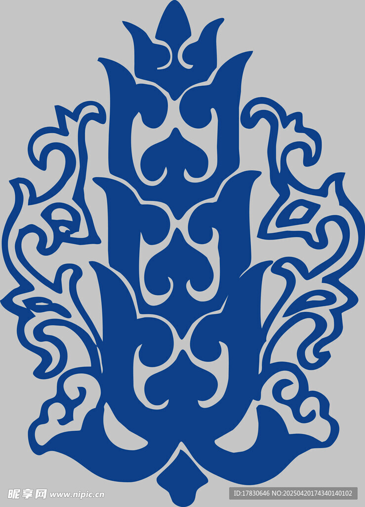 蓝色传统花纹图案设计