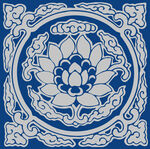 中式蓝白莲花纹传统图案