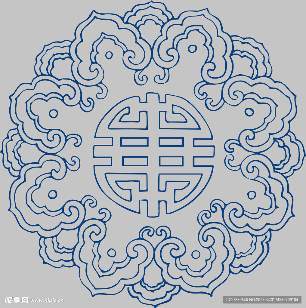 中式传统团寿纹图案设计