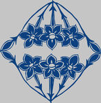 蓝白花卉几何图案纹饰