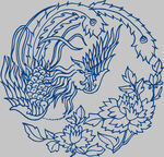 中式龙纹花卉刺绣图案
