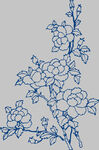 蓝白花卉图案线条画