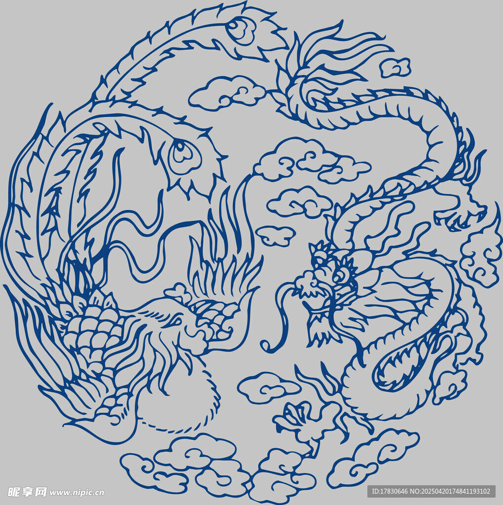 传统双龙戏珠图案设计