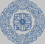 中式传统蓝色圆形花纹图案