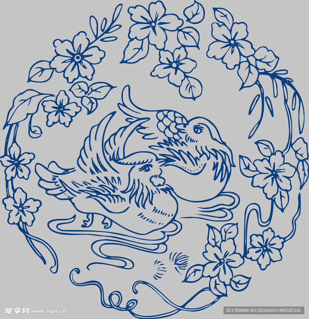 中式花鸟鱼纹传统图案