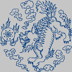 蓝白麒麟祥瑞传统图案