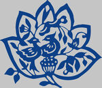 蓝底花鸟剪纸图案