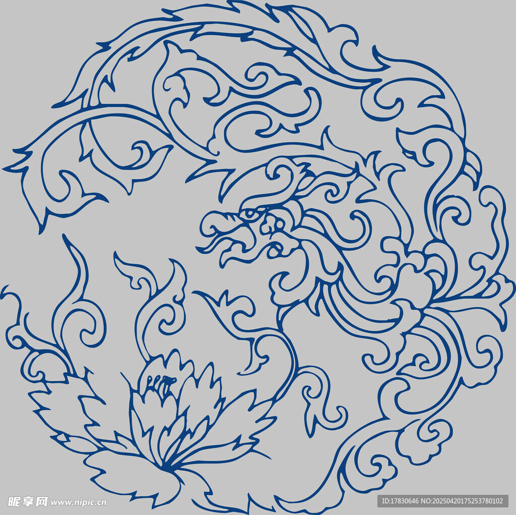 中式传统龙纹圆形图案