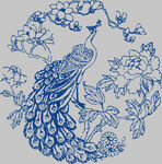 蓝白孔雀花卉精美图案