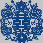 中式传统双喜剪纸图案