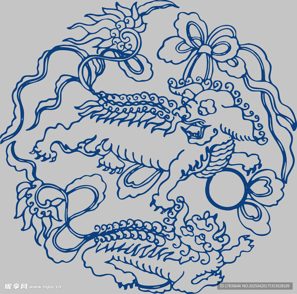 传统中式双龙戏珠图案