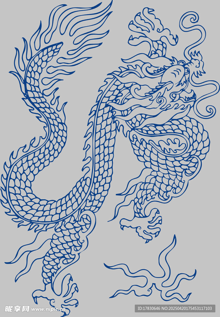 传统蓝龙图案设计