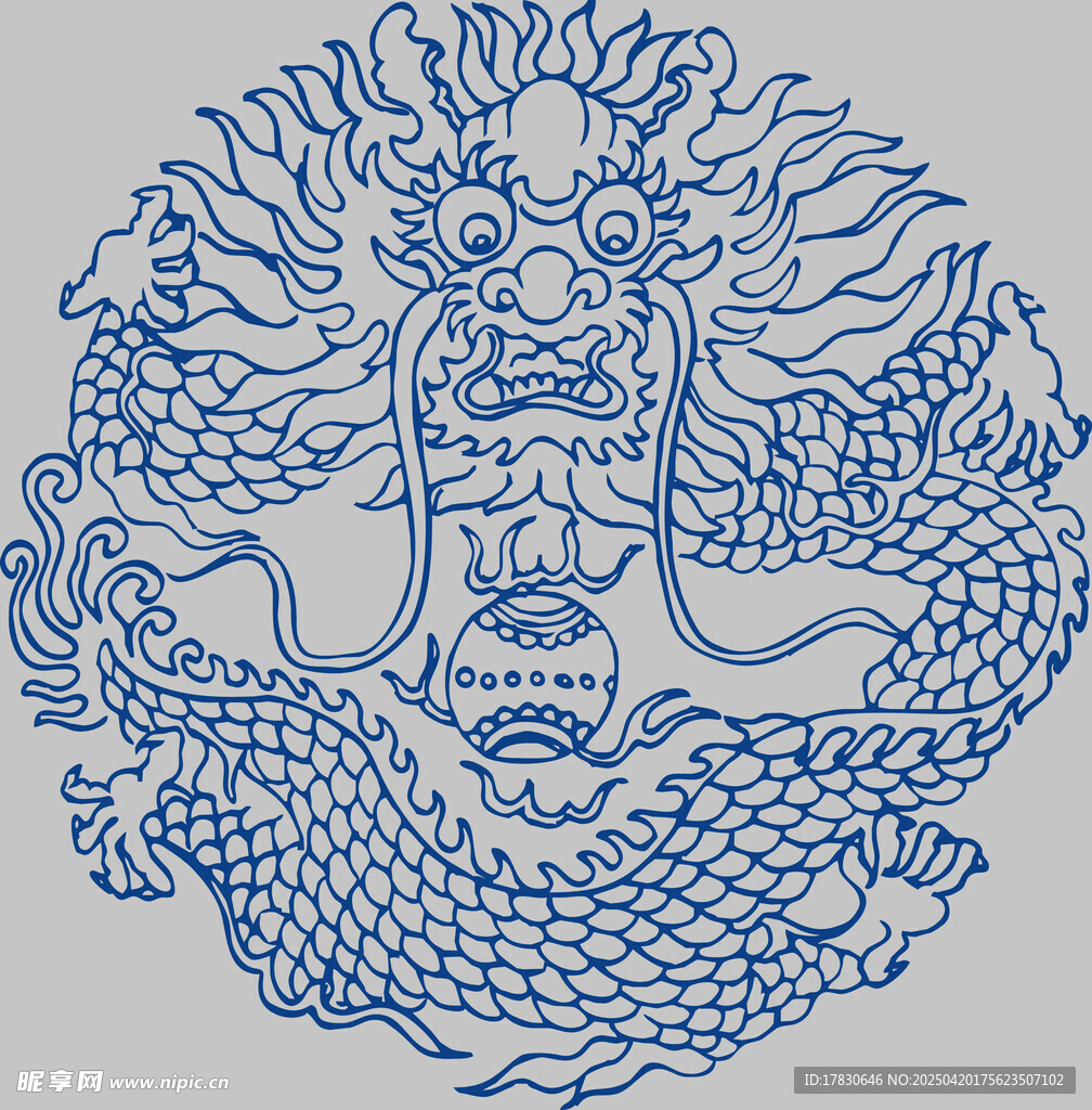 传统双龙戏珠图案