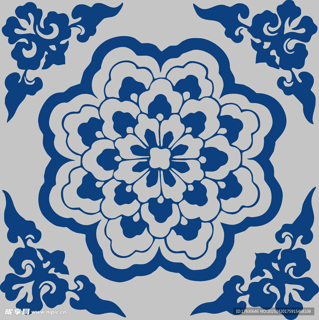 中式蓝白传统花纹图案