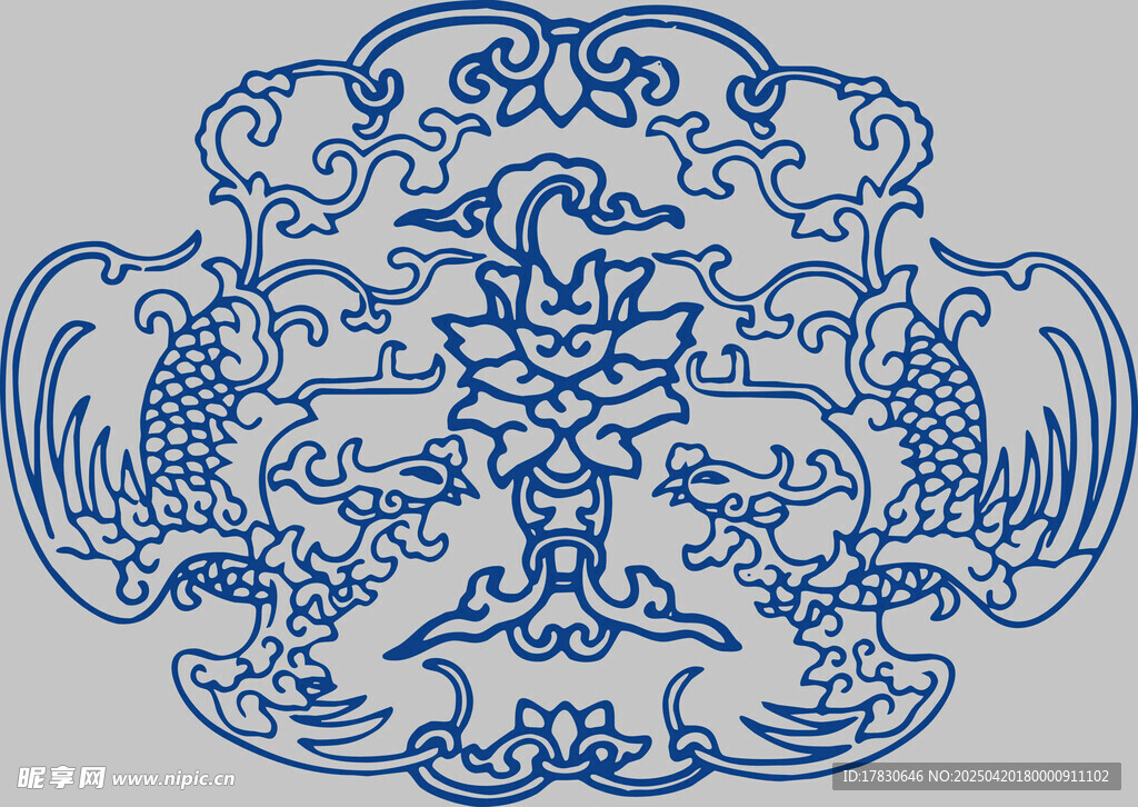 传统蓝白花纹中式图案