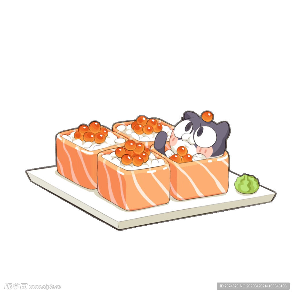 猫咪偷吃寿司拼盘