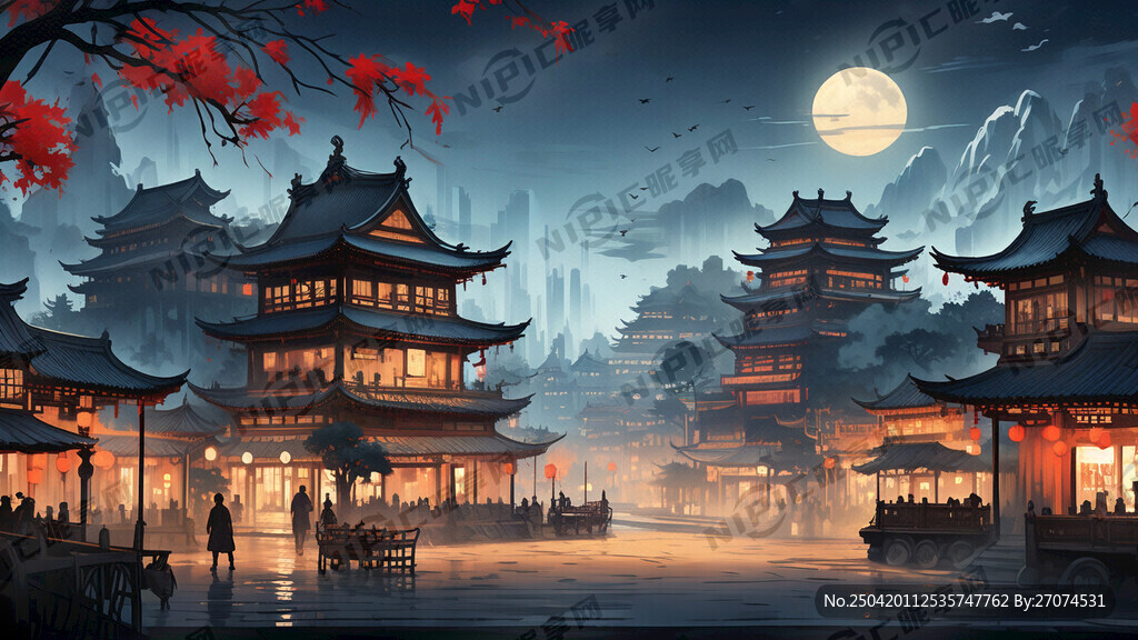 请以前门大街夜色为题