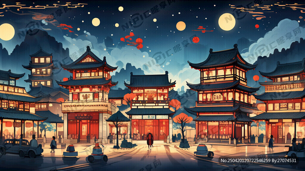 请以前门大街夜色为题 