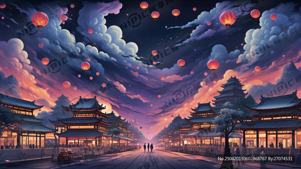 请以前门大街夜色为题 