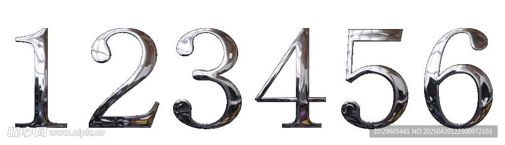 金属质感数字123456