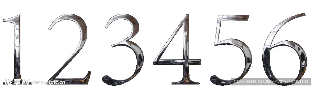 金属质感数字123456