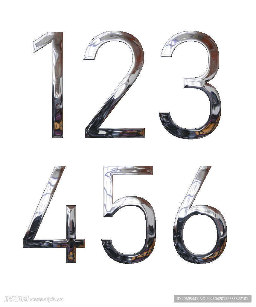 金属质感数字123456