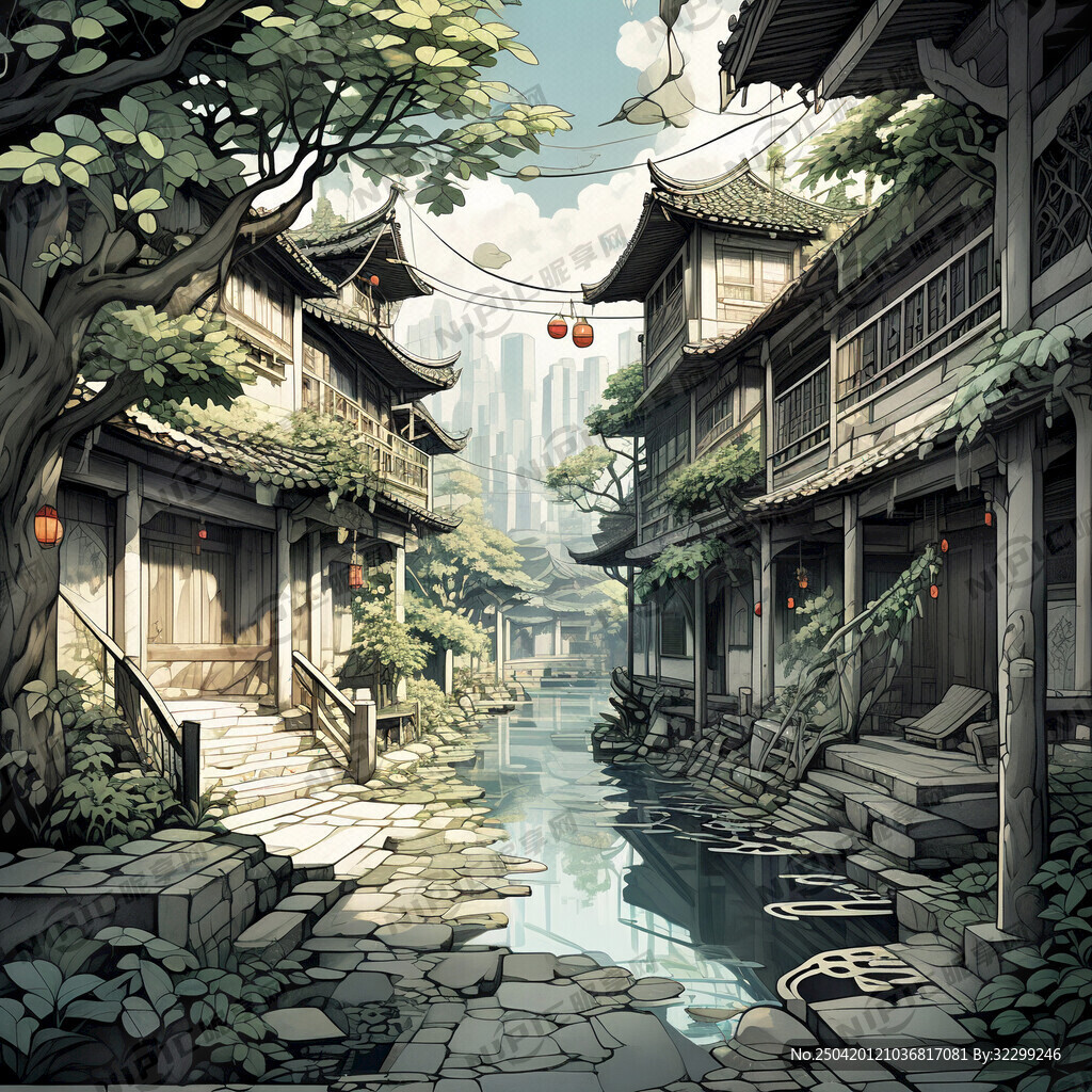 弄堂 缠枝纹线条