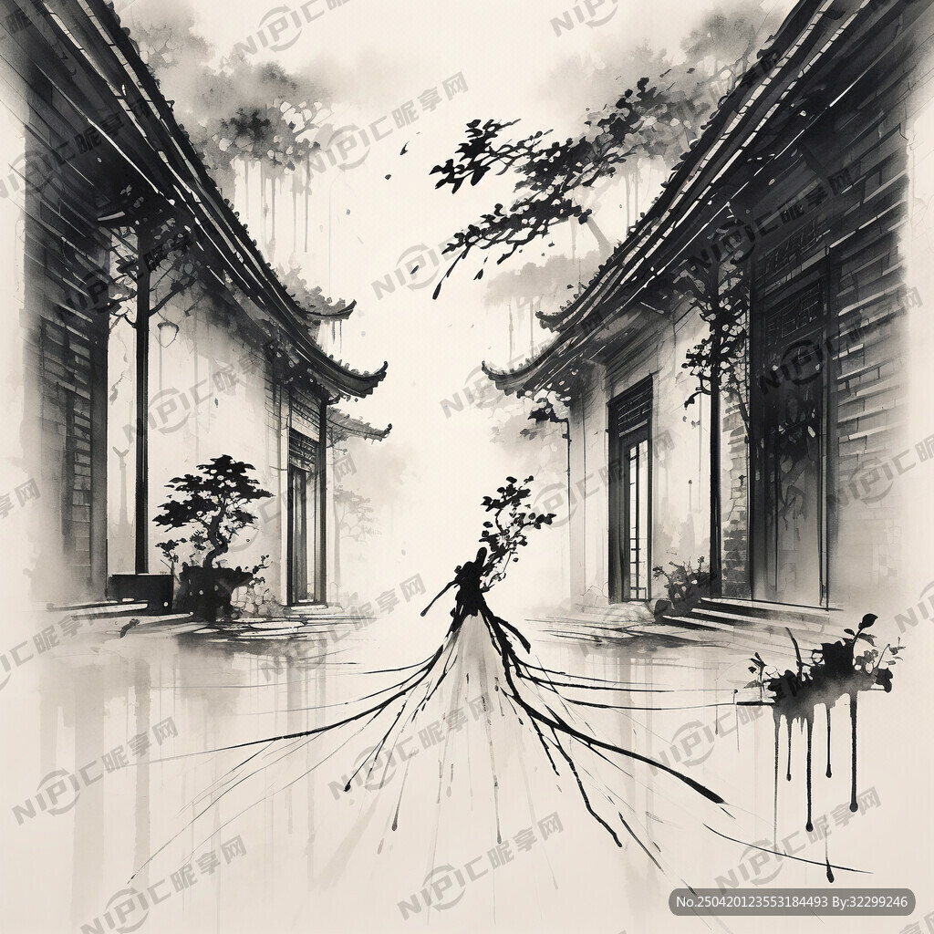 弄堂 缠枝纹线条