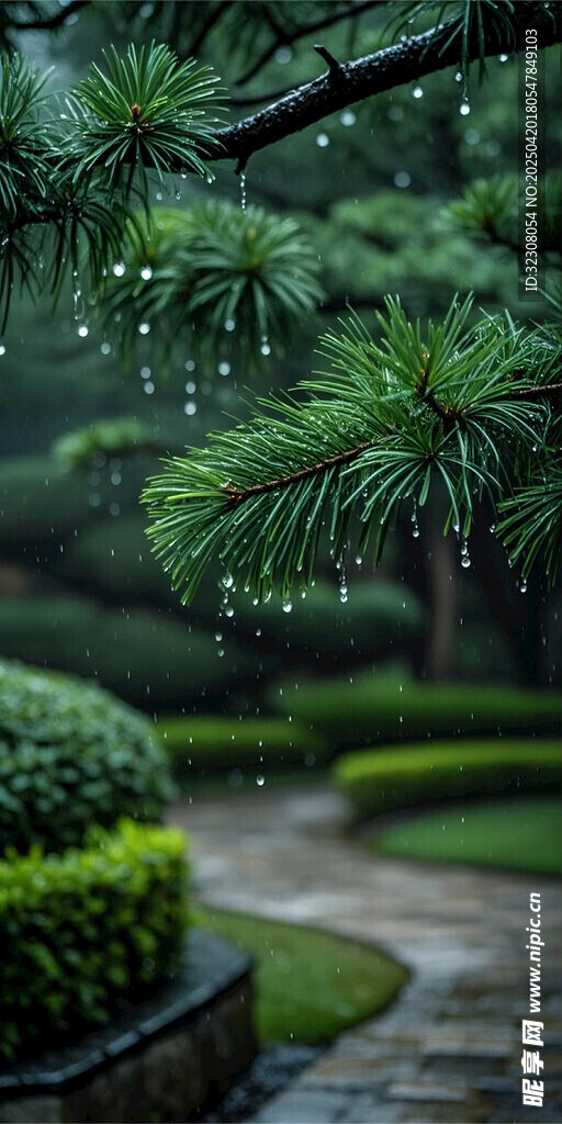 静谧园林小径绿植景观