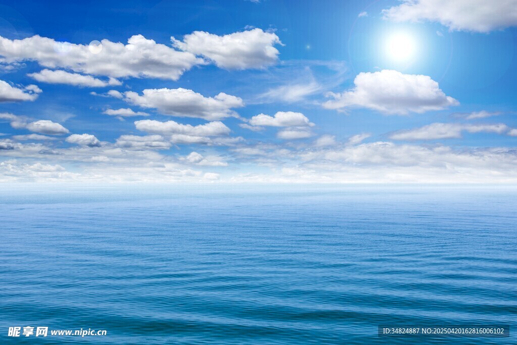 蔚蓝大海与晴朗天空美景
