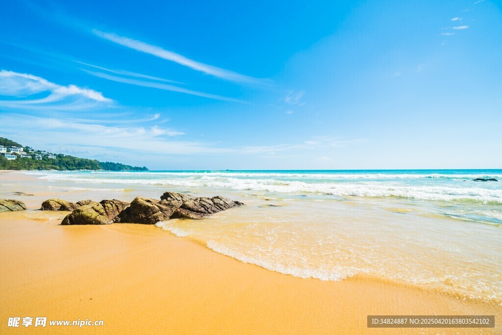 美丽海滨沙滩海景风光