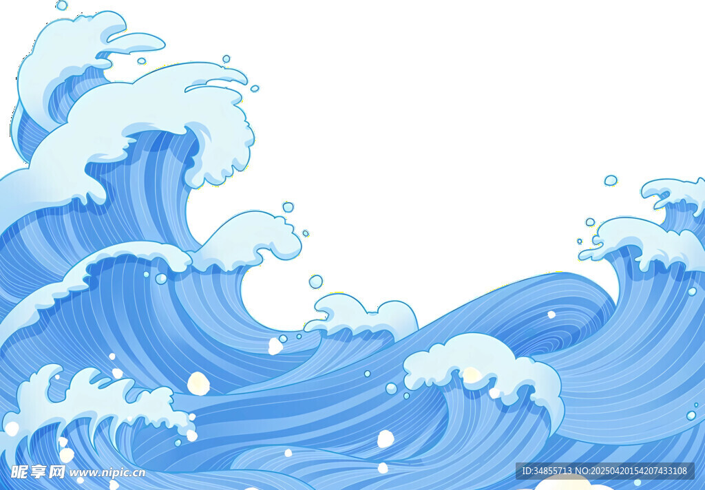 蓝色海浪矢量插画
