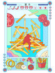  趣味复古美食汉堡薯条