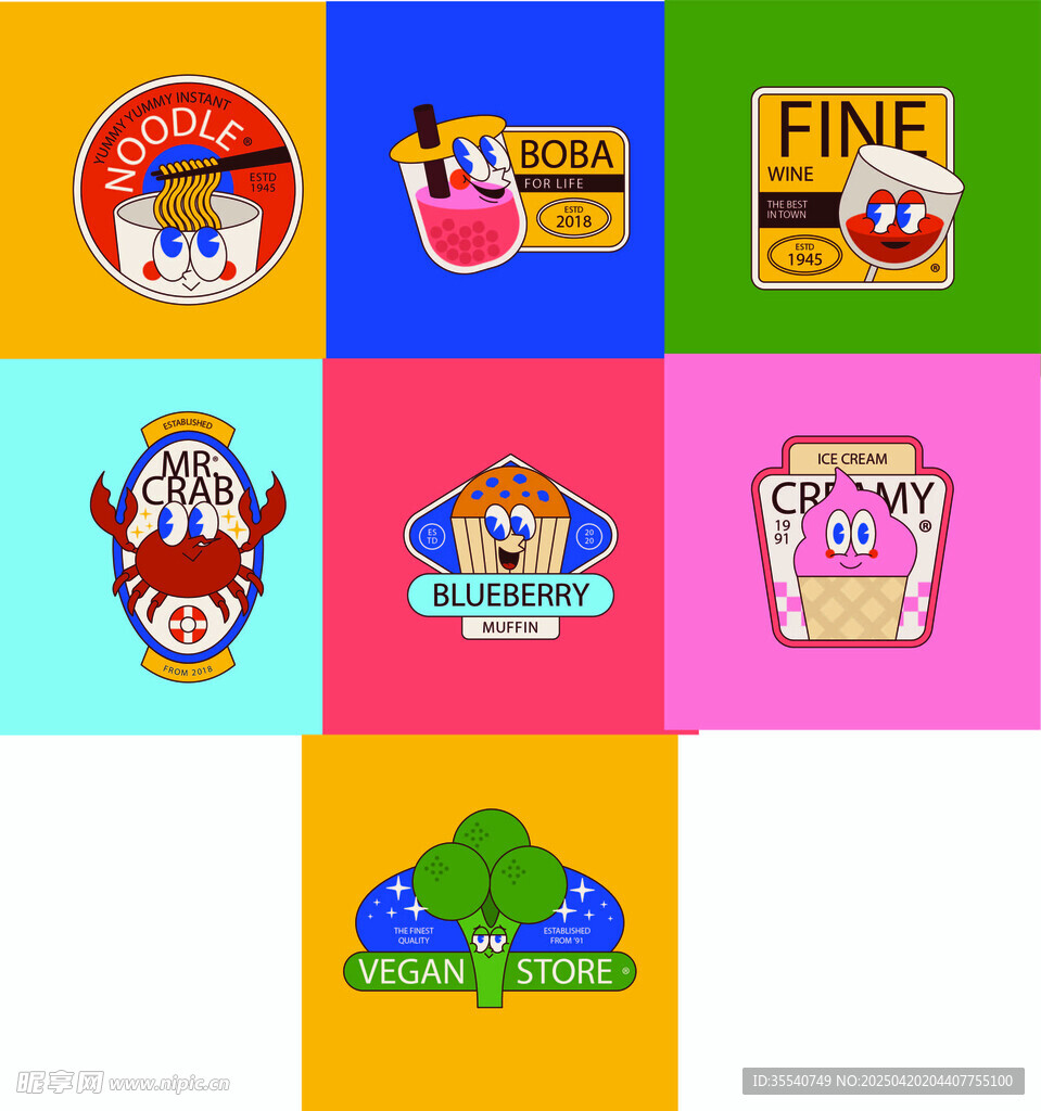 趣味卡通形象贴纸LOGO标志