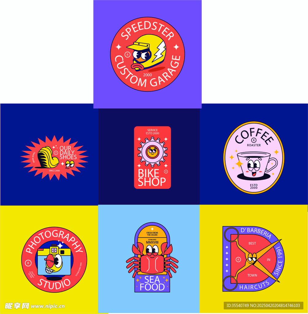 趣味卡通形象贴纸LOGO标志
