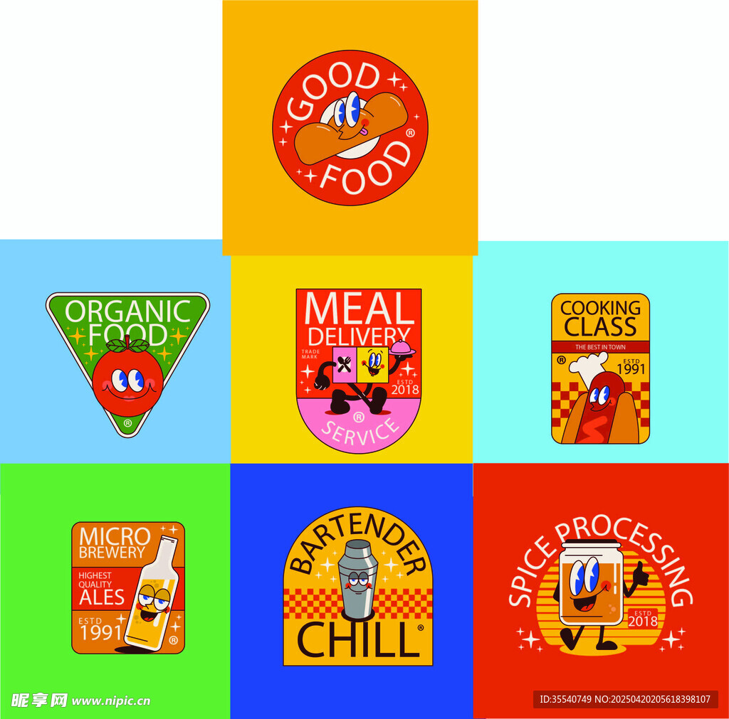 趣味卡通形象贴纸LOGO标志