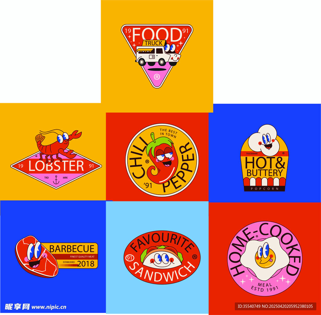 趣味卡通形象贴纸LOGO标志