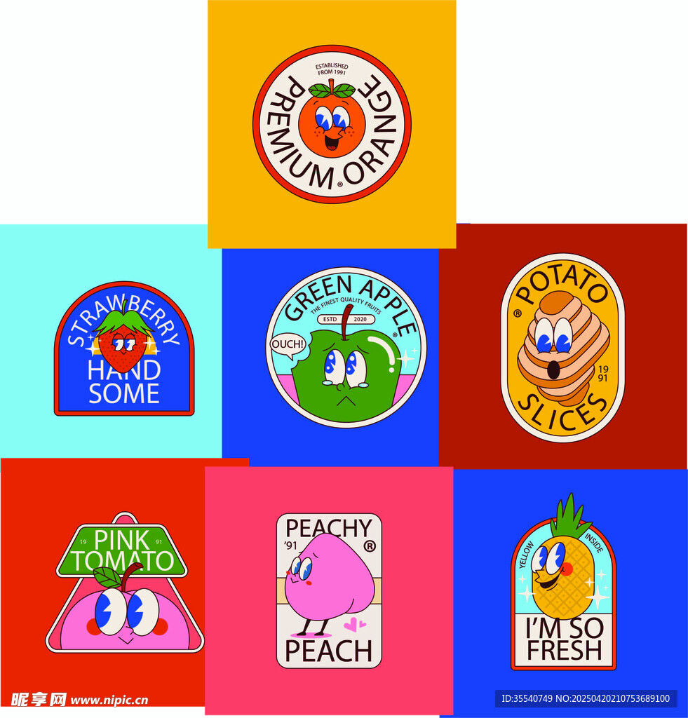 趣味卡通形象贴纸LOGO标志 