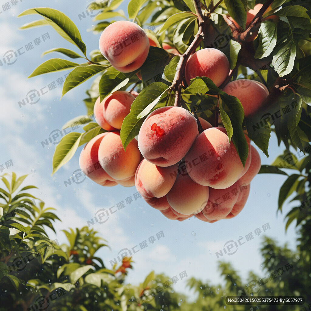 树上垂下来的水蜜桃夭量图