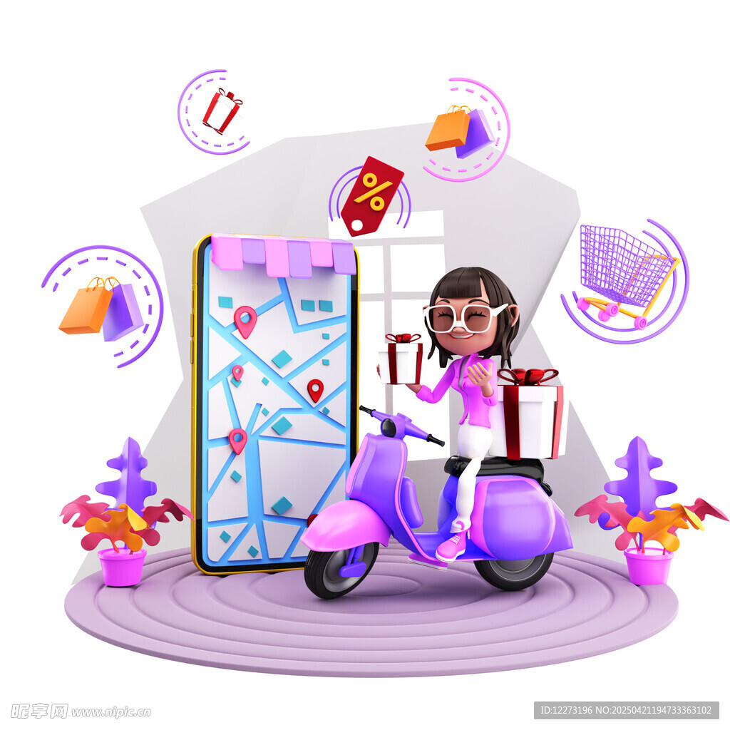 女孩骑电动车开启购物之旅