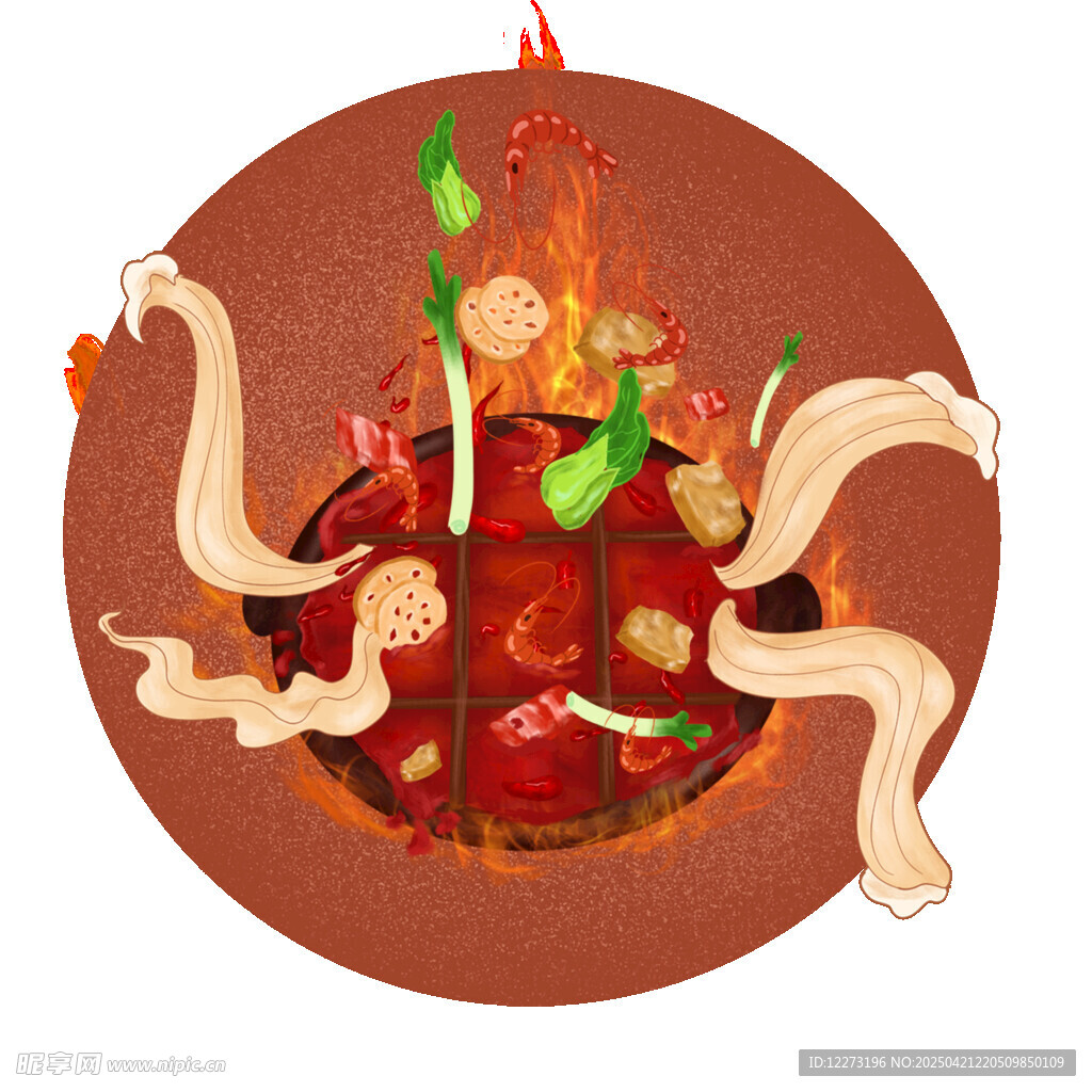 热气腾腾的美味火锅插画