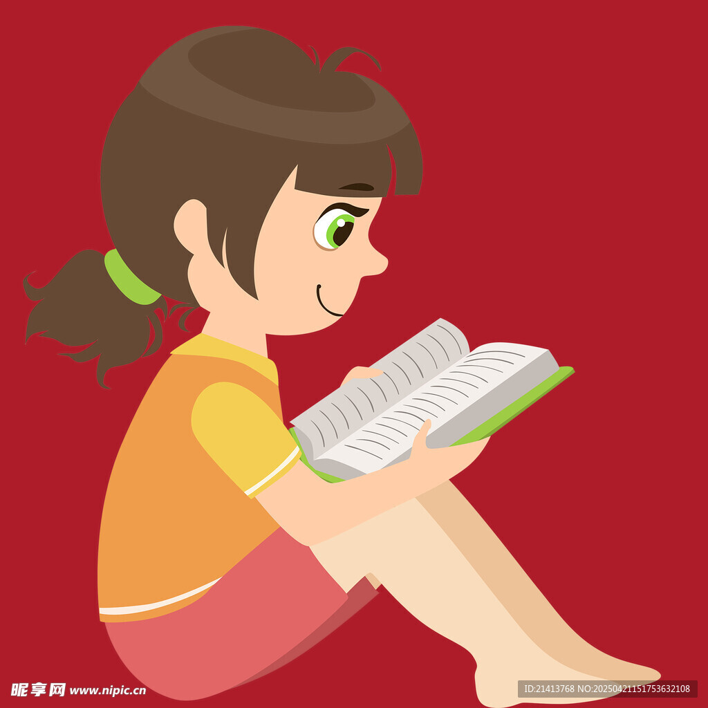 女孩专注阅读美好瞬间