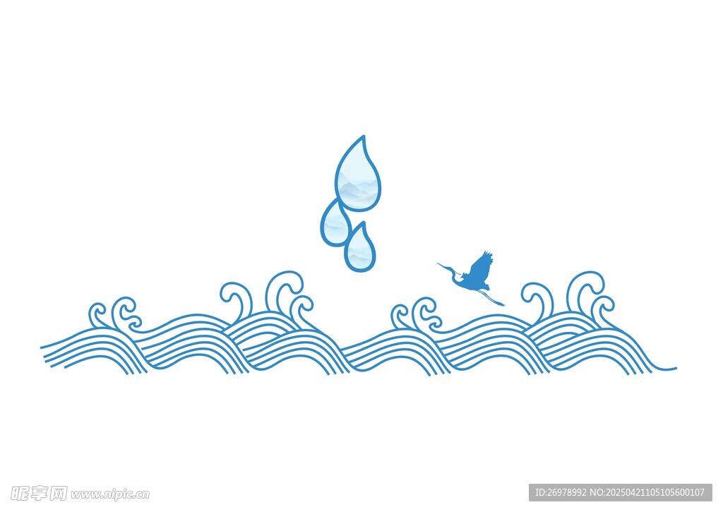 水滴海浪与飞鸟的景致