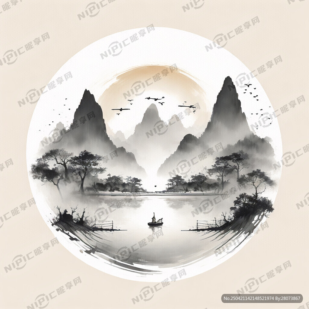中式插画 偏大品牌 矢量图