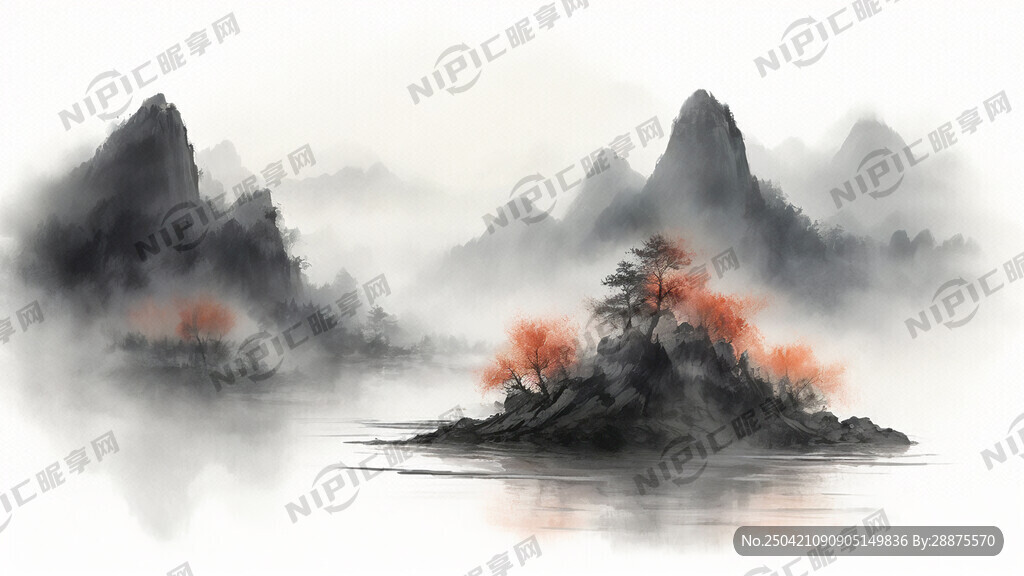 山谷 中国风 中国画 山水