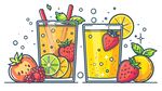 缤纷水果饮品插画