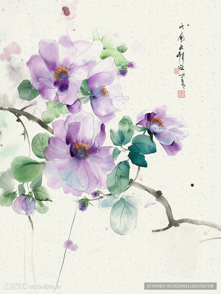 水墨海棠花背景