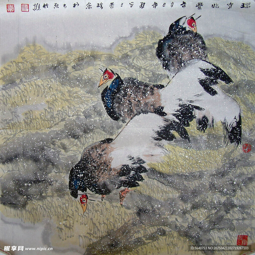 祝涛群鸡图绘